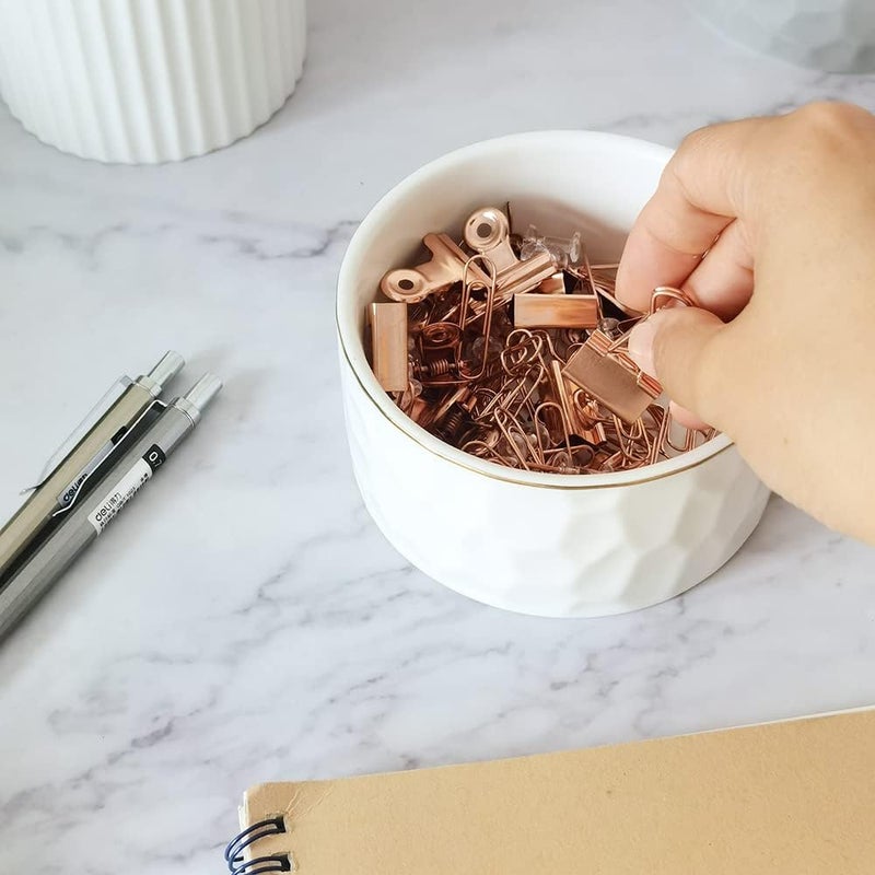 CROWNOS Paper Clip Holder, Ceramic Paperclip Holders, Paper Clip Organizer for Desk, Cute Paper Clip Dispenser, White - Image 5